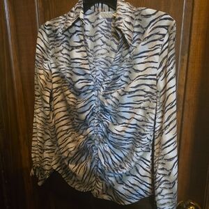 Elegant Zebra Print Ruched Blouse